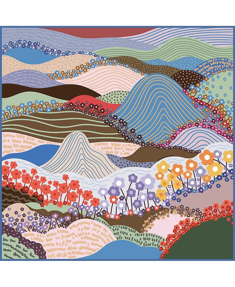 Jessie Zhao New York Double Sided Wool Silk Scarf Of Floral Mountain