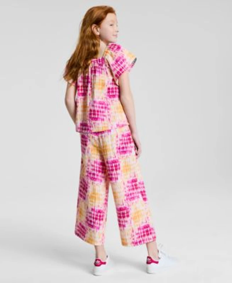 Epic Threads Little Big Girls Coast Dye Flutter Top Wide Leg Cropped Pants Exclusively At Macys