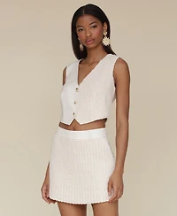 Avec Les Filles Women's Tailored Mixed-Media Vest