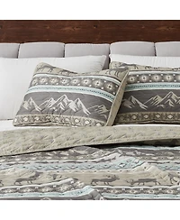 Linery & Co. Wildlife Stripe Microfiber Quilt Set With Shams