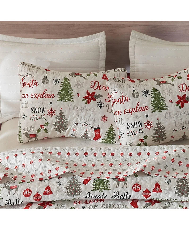 Linery & Co. Holiday Printed Microfiber Quilt Set With Shams