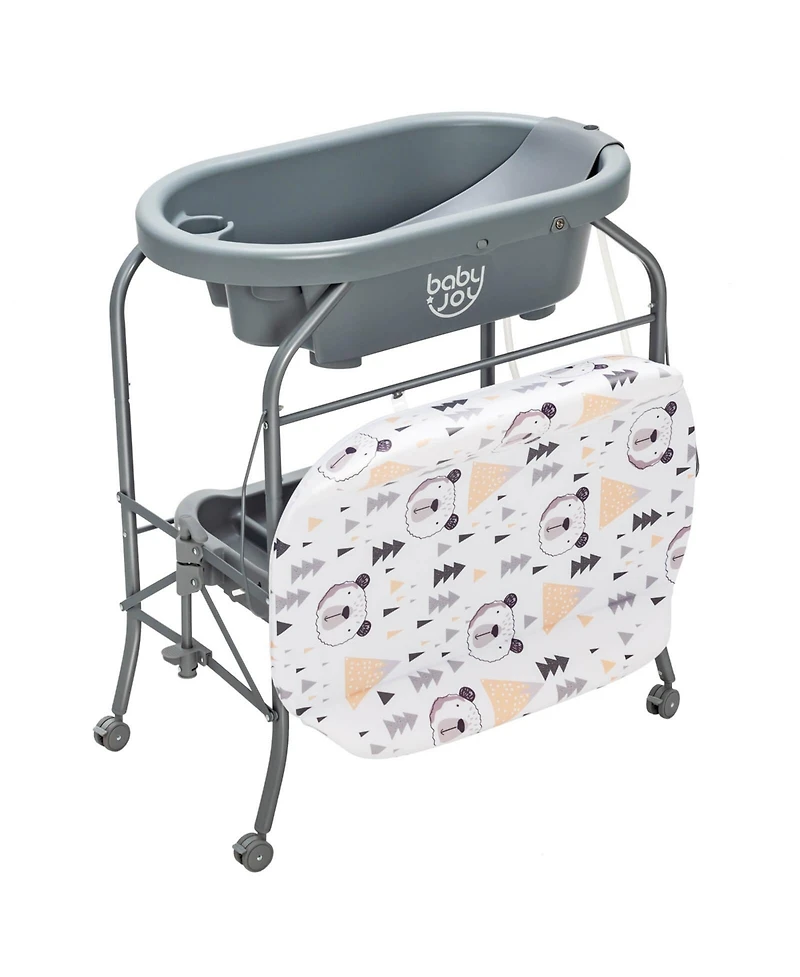 Gouun Portable Baby Changing Table with Storage Basket and Shelves