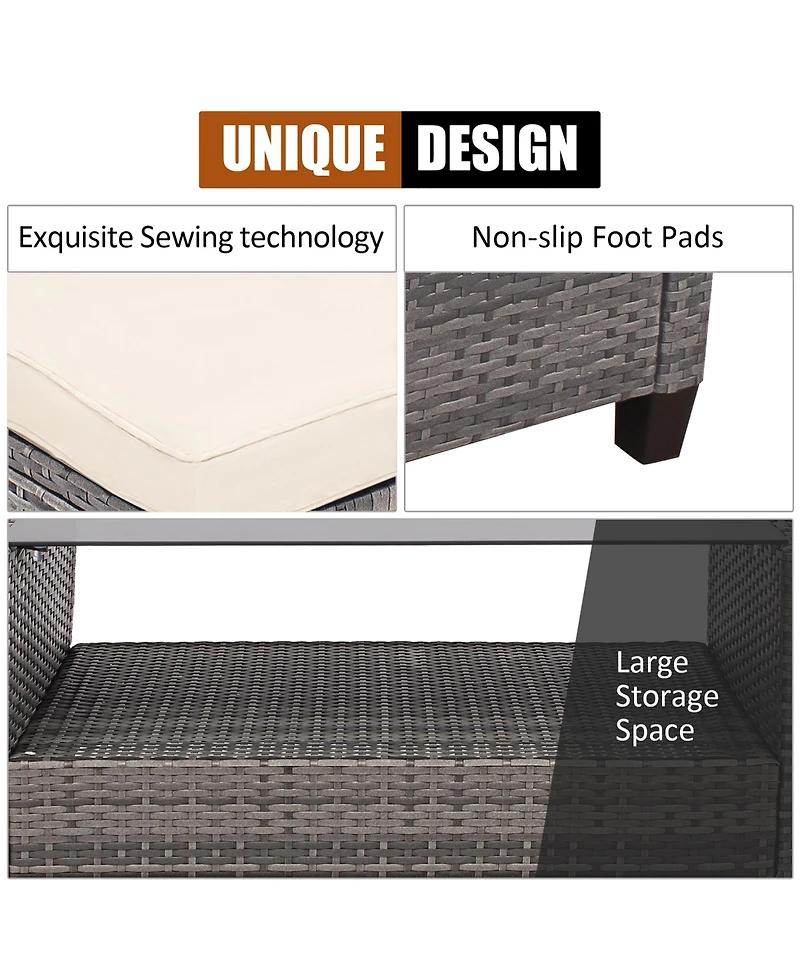 Gymax 4 Piece Rattan Outdoor Conversation Sectional Sofa Set Patio Furniture Set w/ Cushions