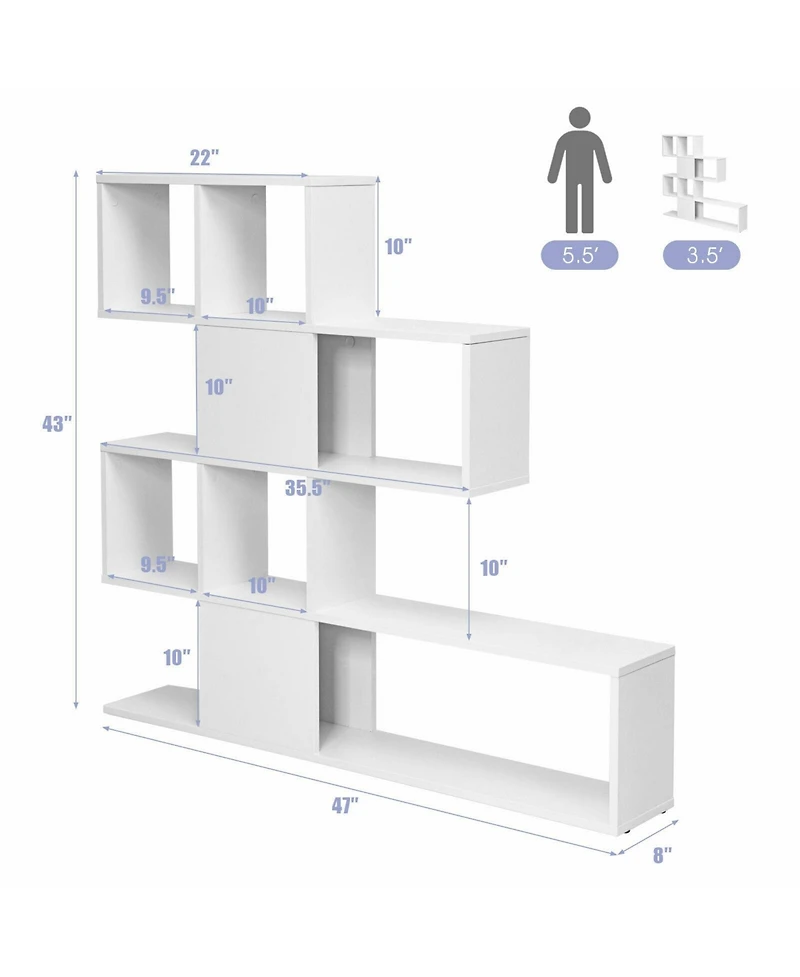 5-Tier Bookshelf Corner Ladder Bookcase with Storage Rack