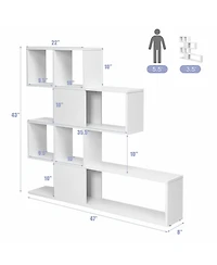 5-Tier Bookshelf Corner Ladder Bookcase with Storage Rack