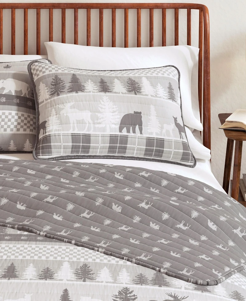 Rustic Woodland Reversible Microfiber Quilt Set with Shams