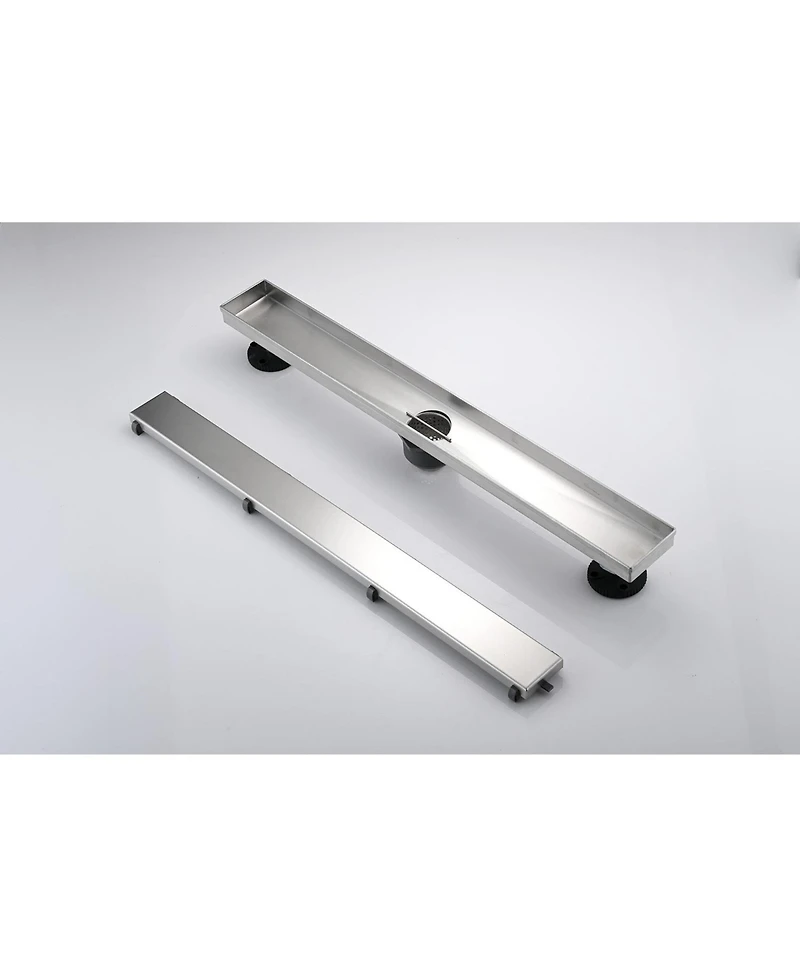 24 Inches Linear Shower Drain, Included Hair Strainer and Leveling Feet