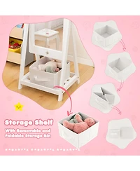 Kids Full Length Mirror 360 Degree Rotatable Dressing Mirror with Storage Bin
