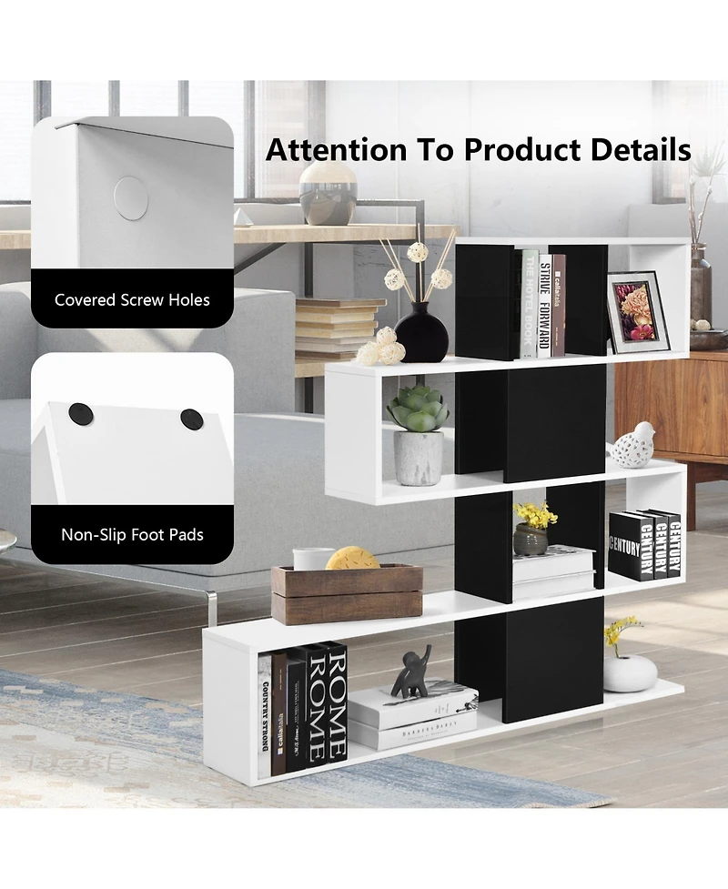 5-Tier Bookshelf Corner Ladder Bookcase with Storage Rack