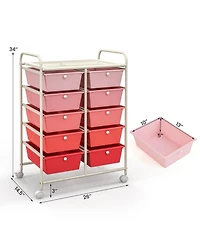 10-Drawer Rolling Storage Cart-Gradient