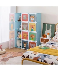 12 Cube Kids Wardrobe Closet with Hanging Section and Doors