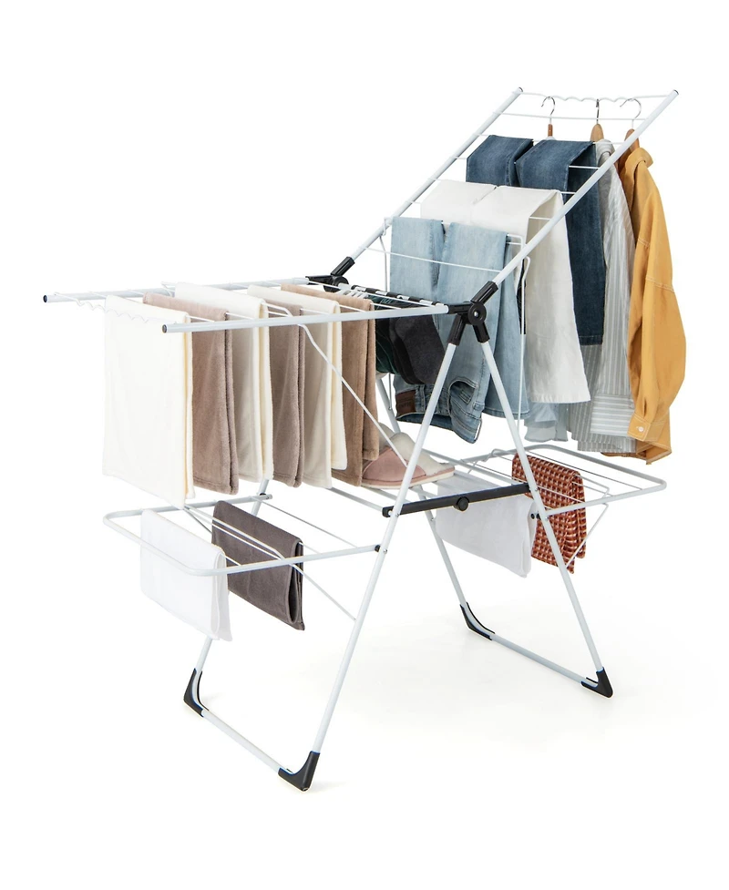2-level Laundry Drying Rack with Height Adjustable Wings