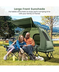 Camping Tent Cot, 5-in-1 Folding Camping Bed with Air Mattress, Pillow, Sleeping Bag, Waterproof Elevated Tent Shelter, Portable Outdoor Sleeping Cot
