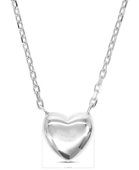 Devata Puffy Heart Chain Necklace in Sterling Silver, 16 in adj to 18 in