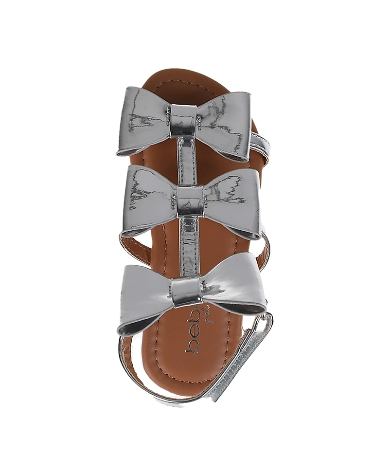 Bebe Little Girls Comfortable and Stylish Flat with Oversized Bows Sandals
