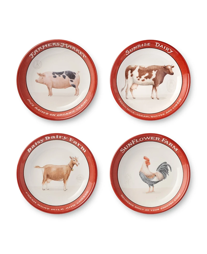 Certified International Vintage Farm Soup Bowls, Set of 4, Service for 4
