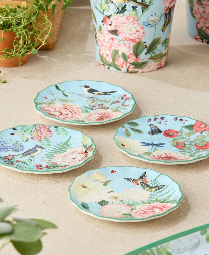 Certified International Flora Canape Plates, Set of 4, Service for 4