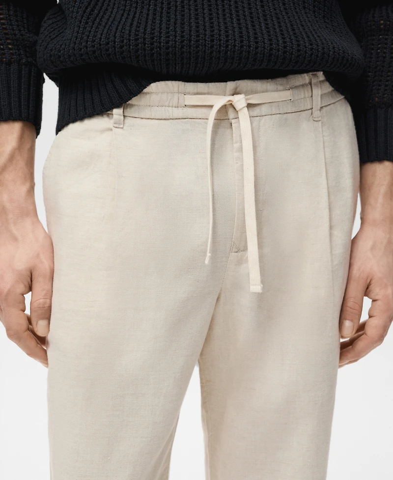 Mango Men's Slim-Fit Linen-Blend Drawstring Pants