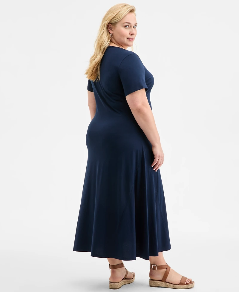Style & Co Plus Solid Short-Sleeve Maxi Dress, Exclusively at Macy's