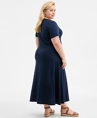 Style & Co Plus Solid Short-Sleeve Maxi Dress, Exclusively at Macy's