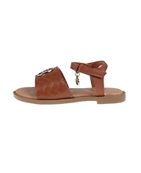 Bebe Little Girls Embossed Flat with Medallion Hardware Sandals