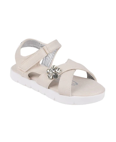 Bebe Little Girls Sporty with Flower Gem Accent Sandals