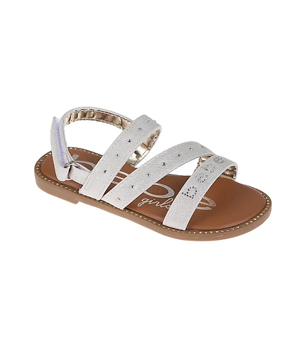 Bebe Little Girls Flat with Rhinestone and Ornamentation Sandals