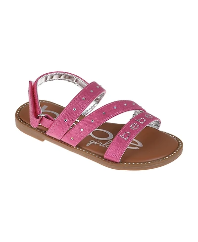 Bebe Little Girls Flat with Rhinestone and Ornamentation Sandals