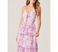 Astr the Label Women's Daytona Tie-Front Pleated Maxi Dress