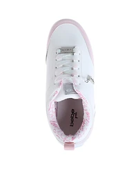 Bebe Little Girls Low Top Court with Shimmer Two Tone Piecing Sneakers