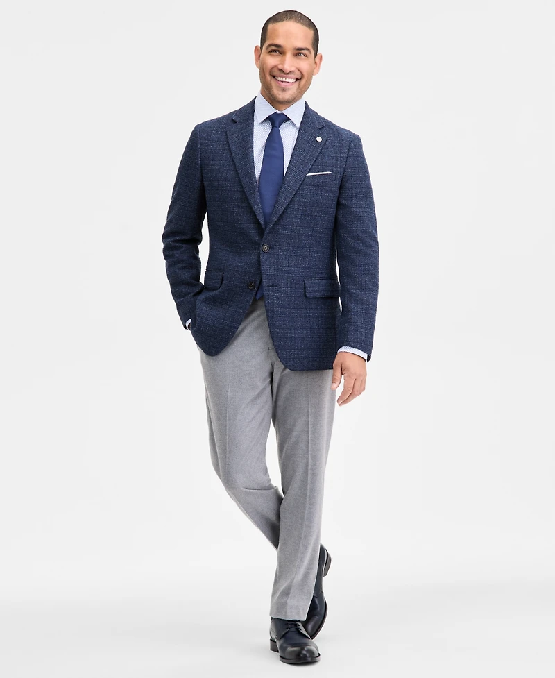 Ted by Baker Men's Modern-Fit Navy Boucle Plaid Sport Coat