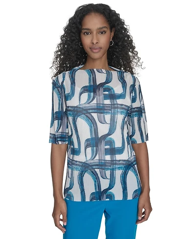 Calvin Klein Women's Printed Mesh Blouse