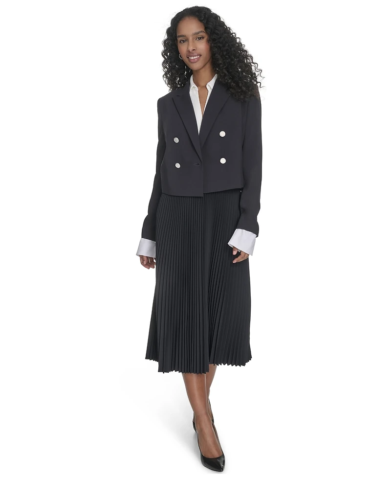 Calvin Klein Women's Double-Breasted Cropped Jacket