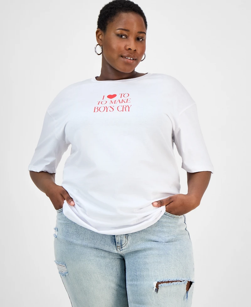 Rebellious One Trendy Plus Cherry Graphic T-Shirt