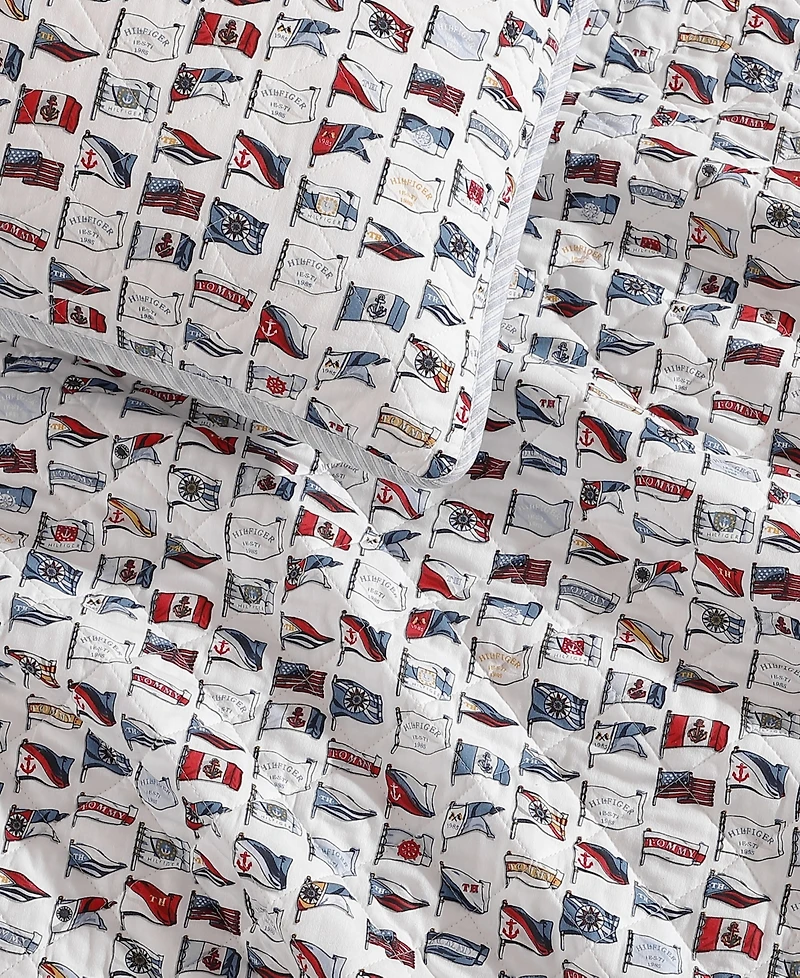 Tommy Hilfiger Boating Flags Cotton Reversible -Pc. Quilt Set