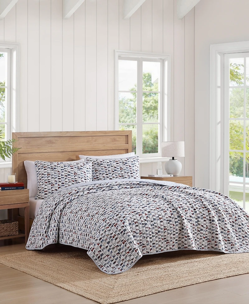 Tommy Hilfiger Boating Flags Cotton Reversible 3-Pc. Quilt Set