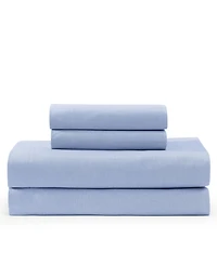 Tommy Hilfiger Solid 144-Thread Count Cotton Chambray Washed -Pc. Sheet Set
