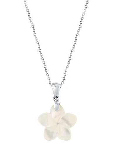 Mother-of-Pearl (18mm) Flower 18" Pendant Necklace in Sterling Silver