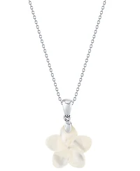 Mother-of-Pearl (18mm) Flower 18" Pendant Necklace in Sterling Silver