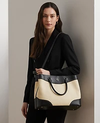 Lauren Ralph Lauren Marcy Straw & Leather Satchel