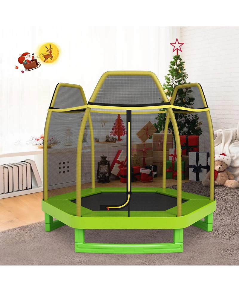 7 Ft Trampoline for Kids, Heavy Duty Steel Frame Small Mini Toddler Trampoline, Great Gifts for Boys Girls, Outdoor Indoor Kids Trampoline with Net, f