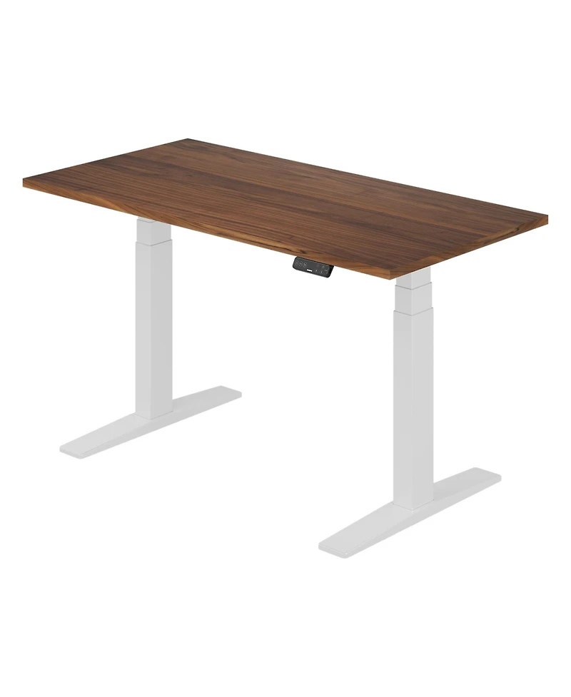 Flexispot E7-commercial 55 W Electric Adjustable Standing Desk, Black Walnut Top, White Base