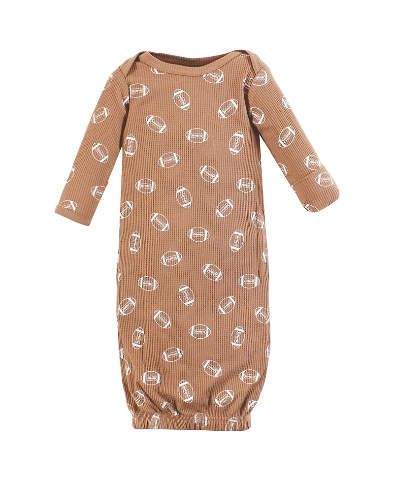 Hudson Baby Boys Thermal Gown 3pk, Sage Dinosaur, Newborn