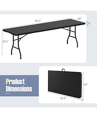 8 ft Portable Folding Table 350 Lbs Fold-in-Half Table with Hdpe Tabletop