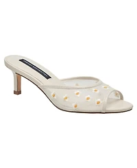 French Connection Nancy Mesh Embroidered Kitten Heel