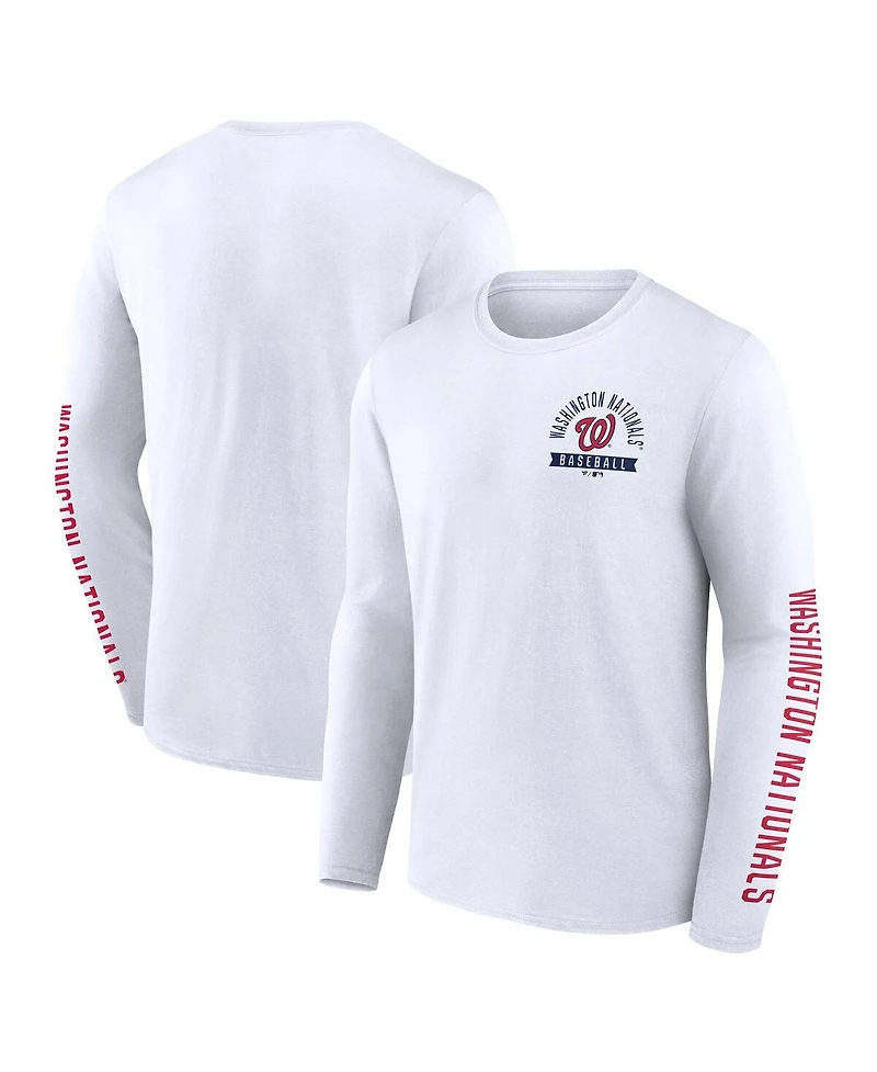 Fanatics Men's White Washington Nationals Press Box Long Sleeve T-Shirt