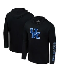 Colosseum Men's Black Kentucky Wildcats Color Pop Active Blend 2-Hit Long Sleeve Hooded T-Shirt