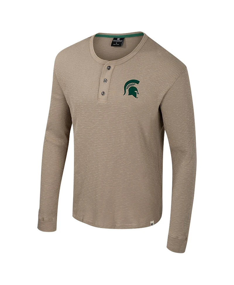 Colosseum Men's Tan Michigan State Spartans Great Outdoors Henley Long Sleeve Shirt