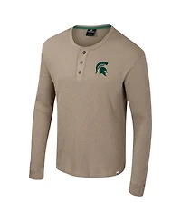 Colosseum Men's Tan Michigan State Spartans Great Outdoors Henley Long Sleeve Shirt