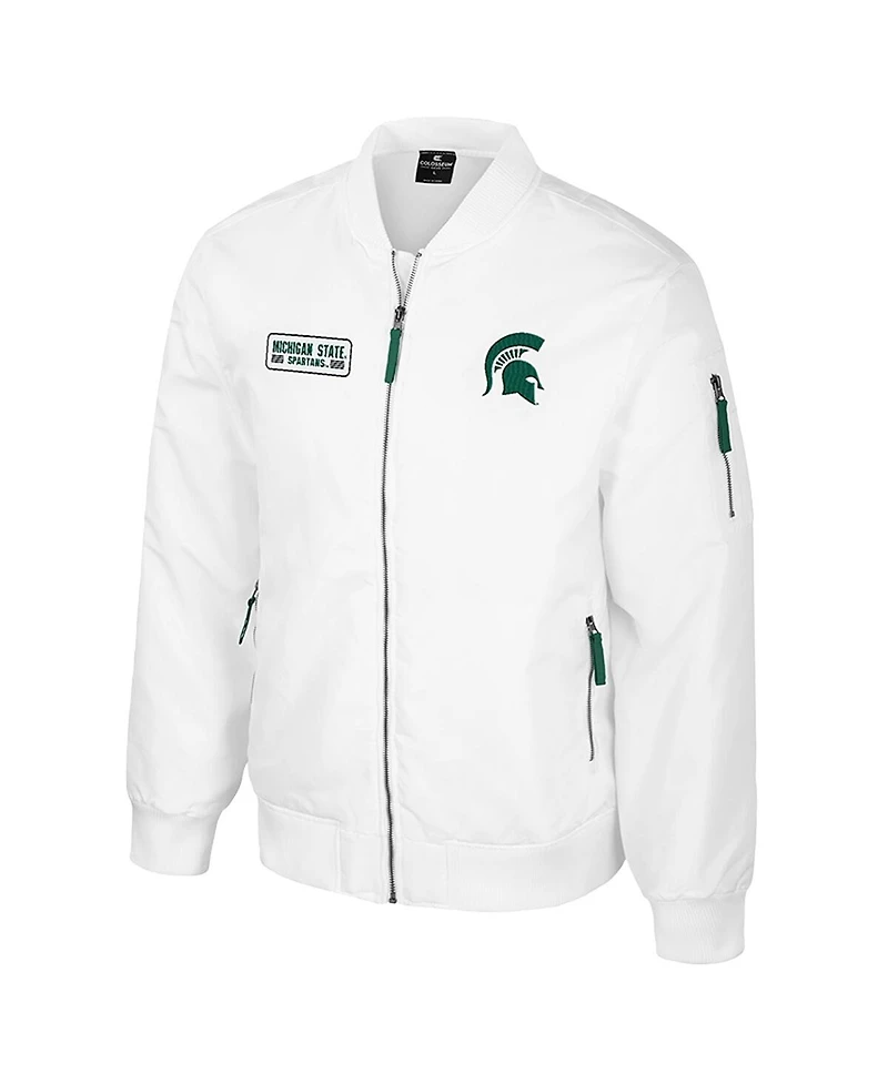 Colosseum Men's Michigan State Spartans White Rabbit Full-Zip Bomber Jacket